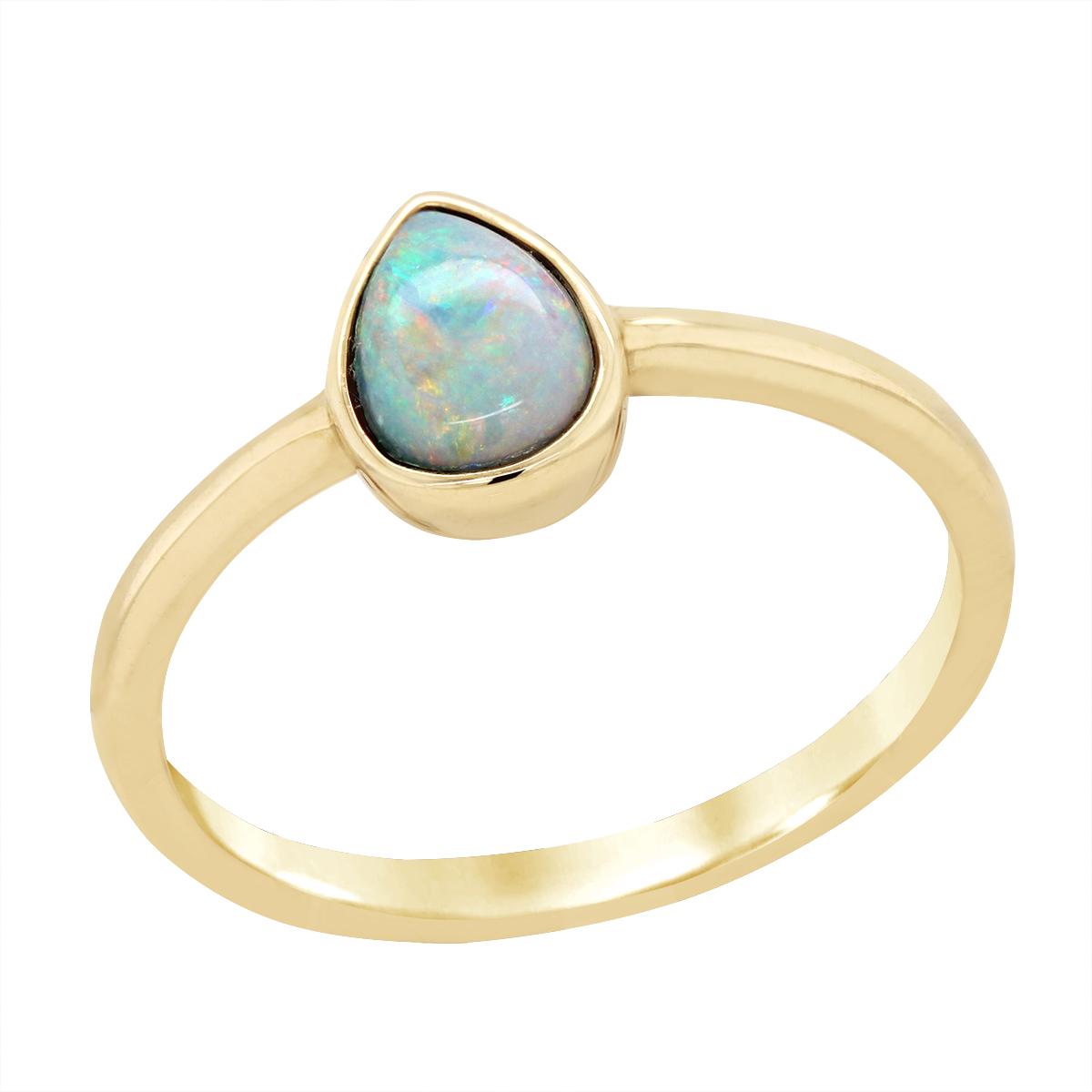 YELLOW GOLD PEAR SHAPED OPAL RING