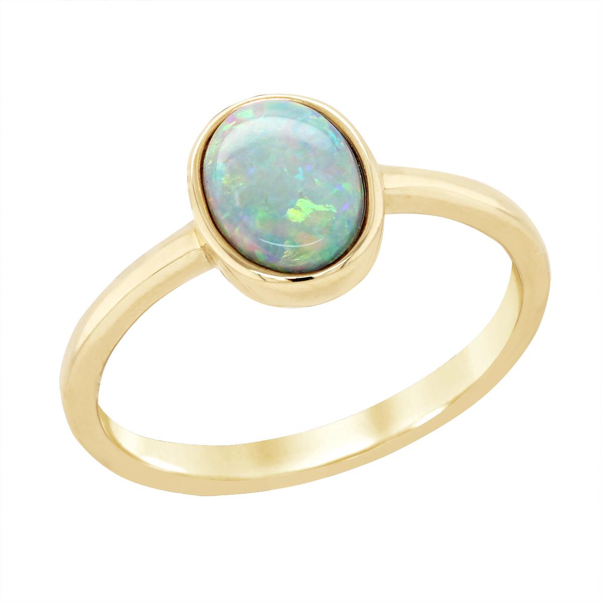 YELLOW GOLD OVAL OPAL RING