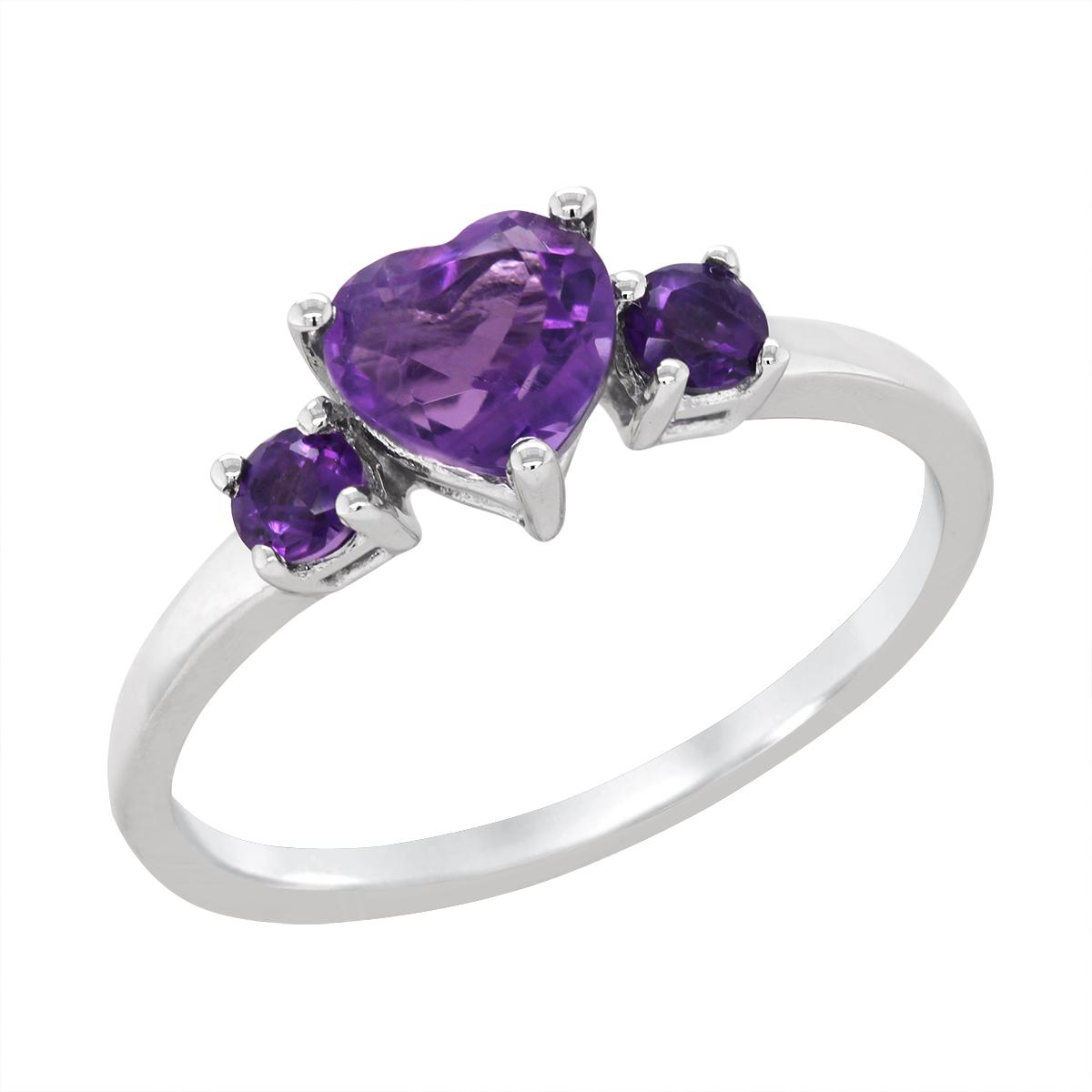 WHITE GOLD HEART SHAPED AMETHYST RING