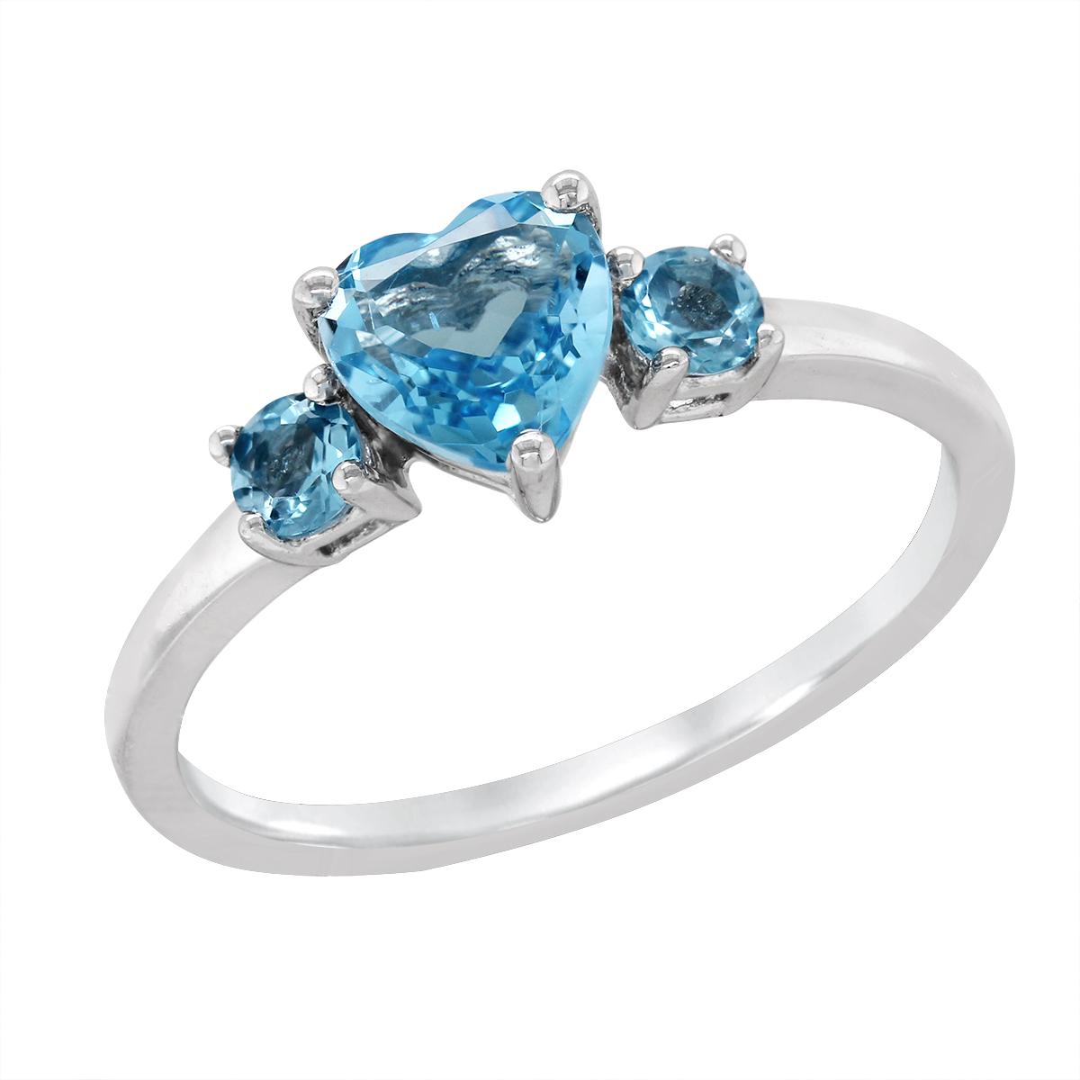 WHITE GOLD HEART SHAPED BLUE TOPAZ RING