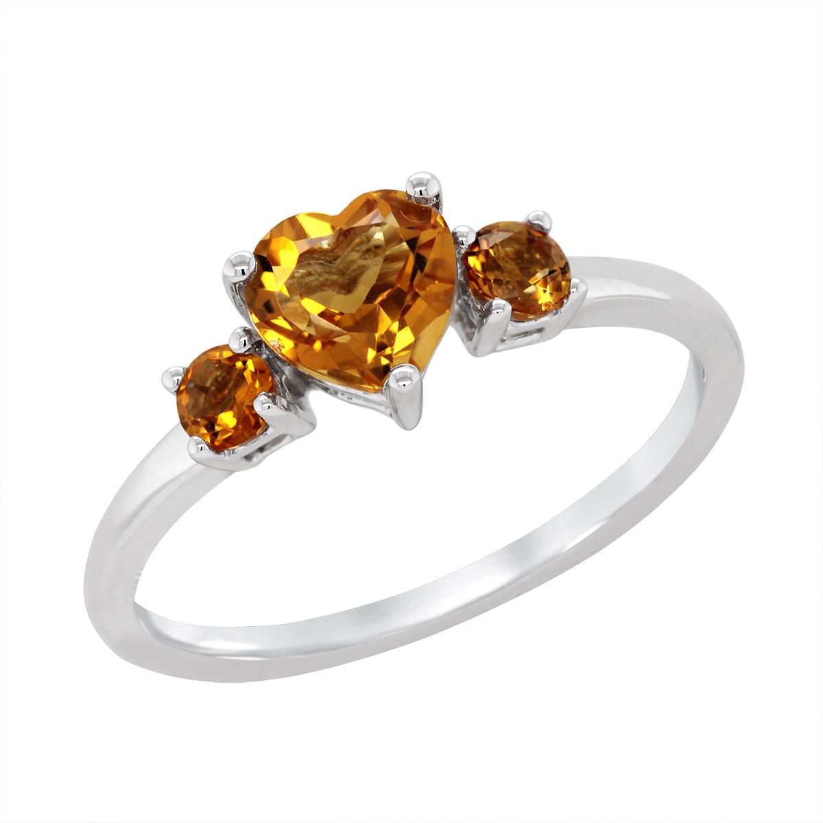 WHITE GOLD HEART SHAPED CITRINE RING