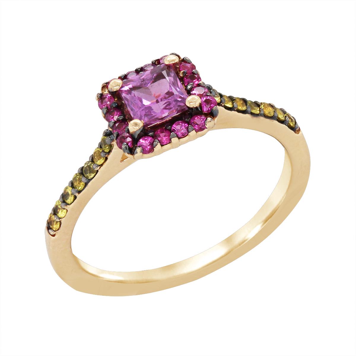 YELLOW GOLD PINK AND YELLOW SAPPHIRE RING