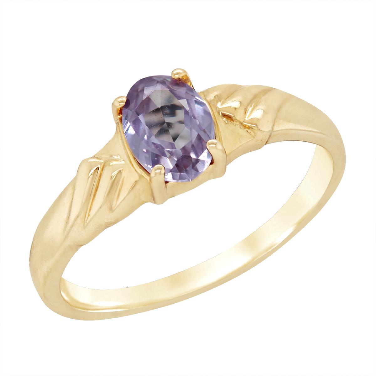 YELLOW GOLD LAB GROWN OVAL SAPPHIRE RING