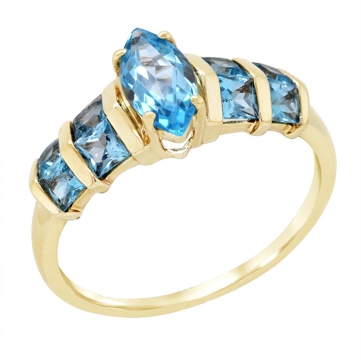 YELLOW GOLD AND BLUE TOPAZ STATEMENT RING