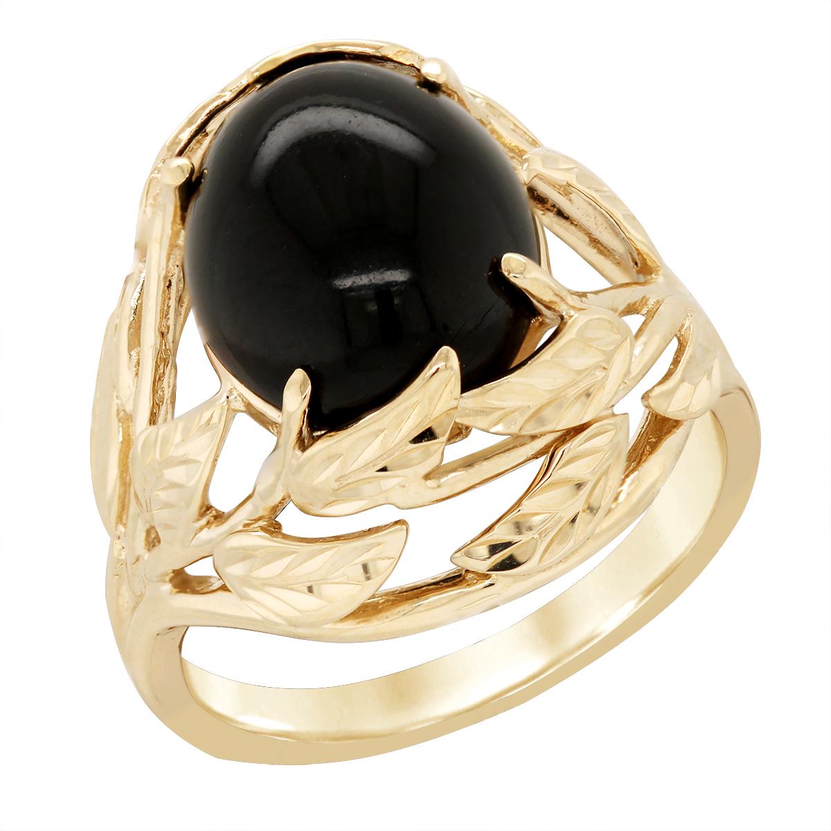 YELLOW GOLD OVAL BLACK ONYX RING