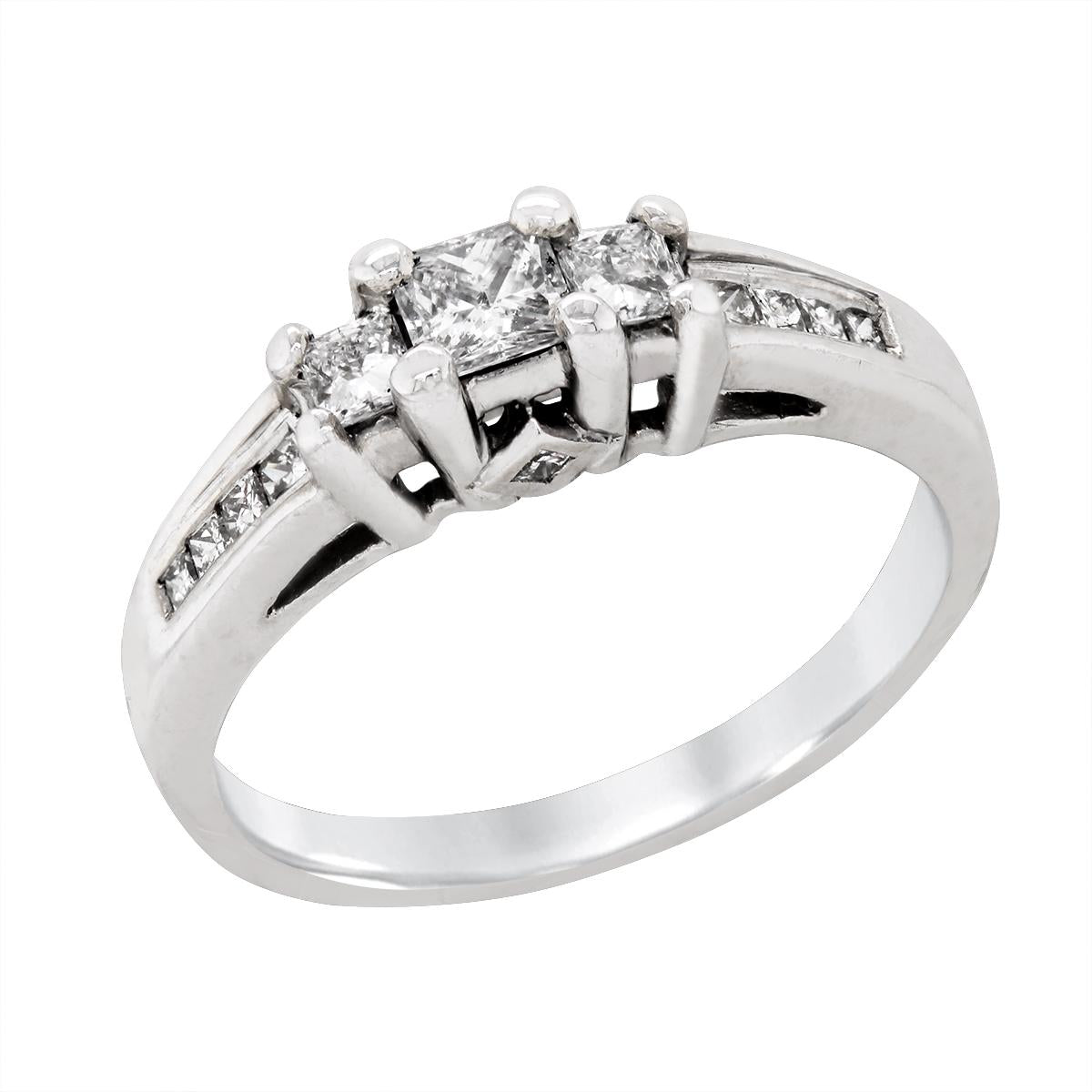 WHITE GOLD PRINCESS CUT DIAMOND ANNIVERSARY RING, 1/2 CT TW