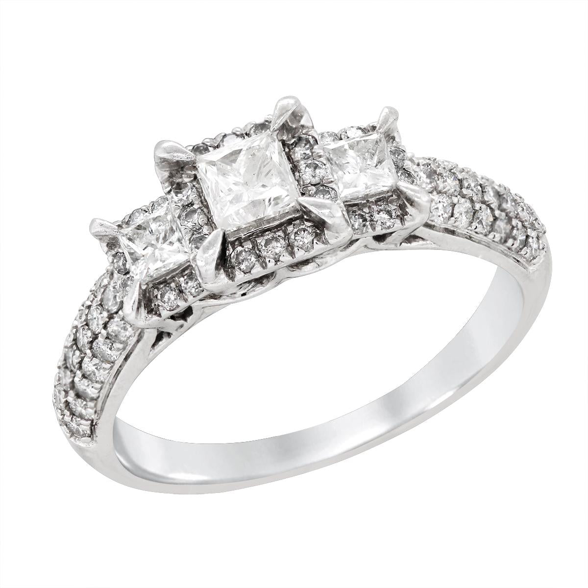 WHITE GOLD PRINCESS CUT DIAMOND ANNIVERSARY RING, 3/4 CT TW
