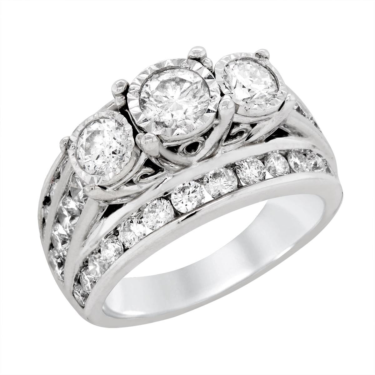 WHITE GOLD PAST PRESENT FUTURE DIAMOND ANNIVERSARY RING, 4.00 CT TW