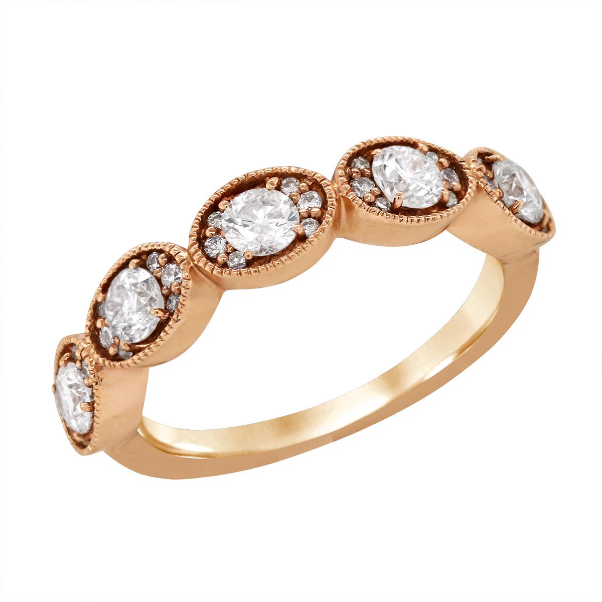 ROSE GOLD SCALLOPED DIAMOND ANNIVERSARY RING, .75 CT TW