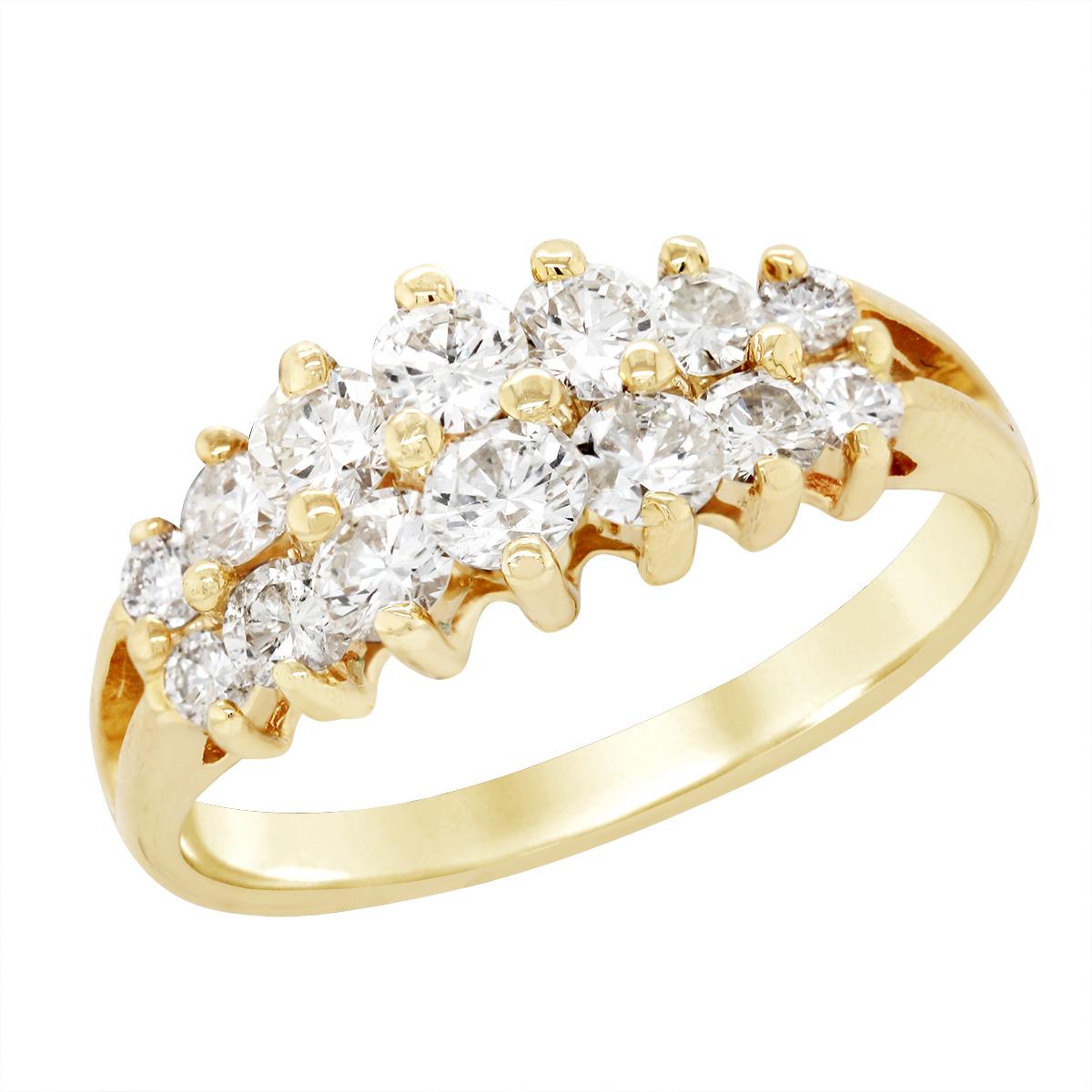 YELLOW GOLD DOUBLE DIAMOND ROW ANNIVERSARY RING, 1.00 CT TW