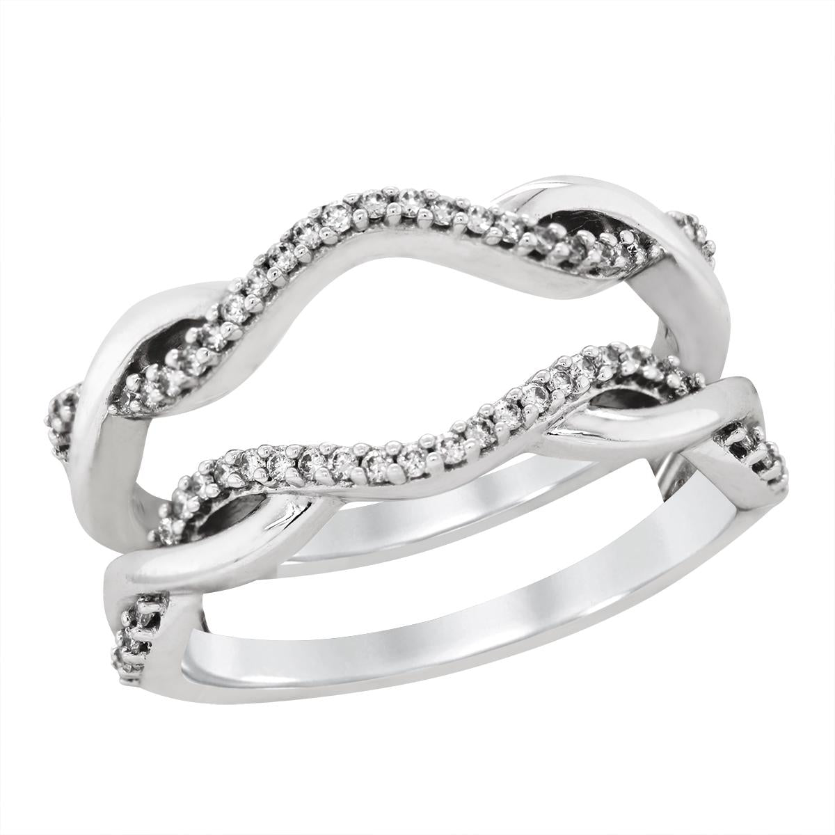 WHITE GOLD WAVY DIAMOND WEDDING BAND INSERT, .22 CT TW