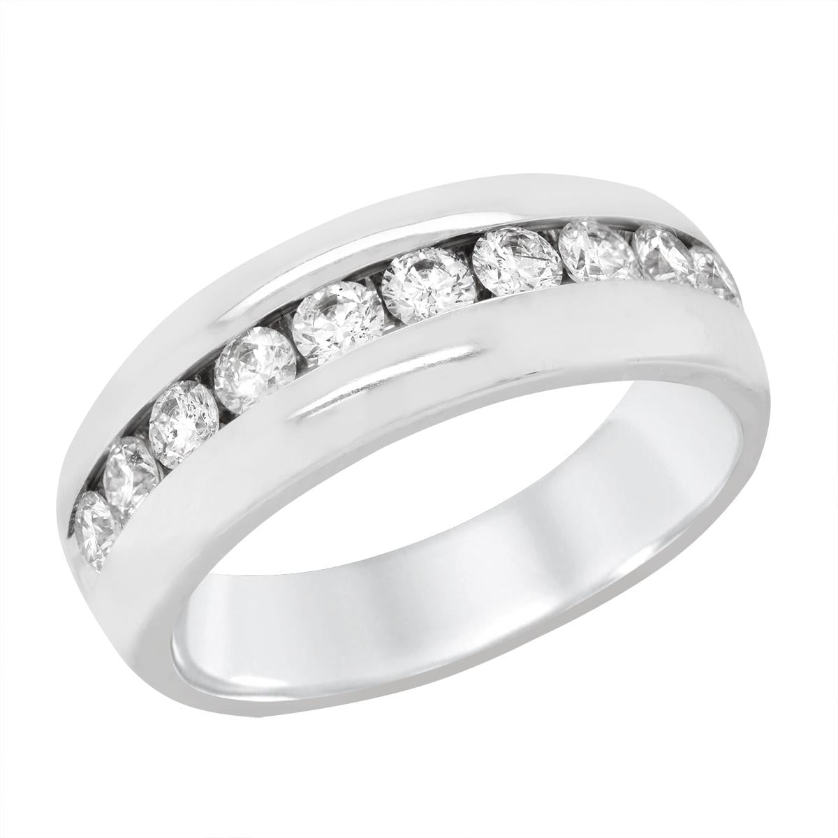 MEN'S WHITE GOLD CHANNEL SET DIAMOND WEDDING BAND, 1.00 CT TW