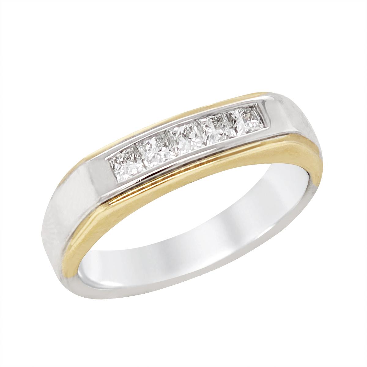 MEN&#39;S TWO-TONE GOLD CHANNEL SET DIAMOND WEDDING BAND, 1.00 CT TW