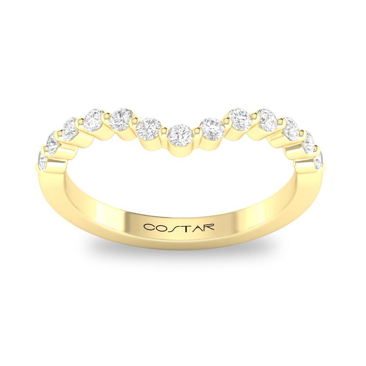 YELLOW GOLD WEDDING BAND WITH 13 DIAMONDS, .33 CT TW