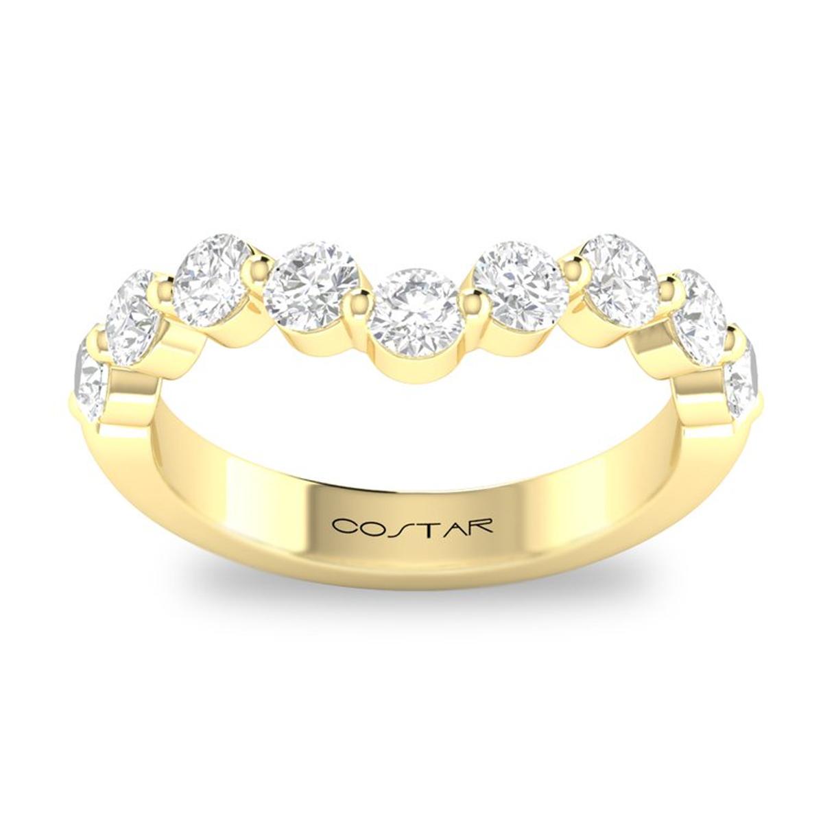 YELLOW GOLD WEDDING BAND WITH 10 DIAMONDS, 1.00 CT TW