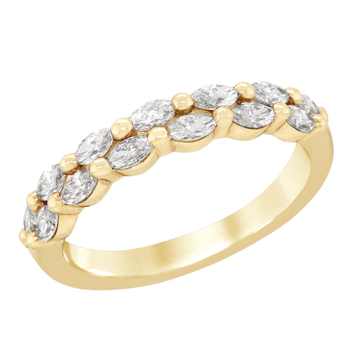YELLOW GOLD EAST TO WEST MARQUISE DIAMOND WEDDING BAND, .80 CT TW