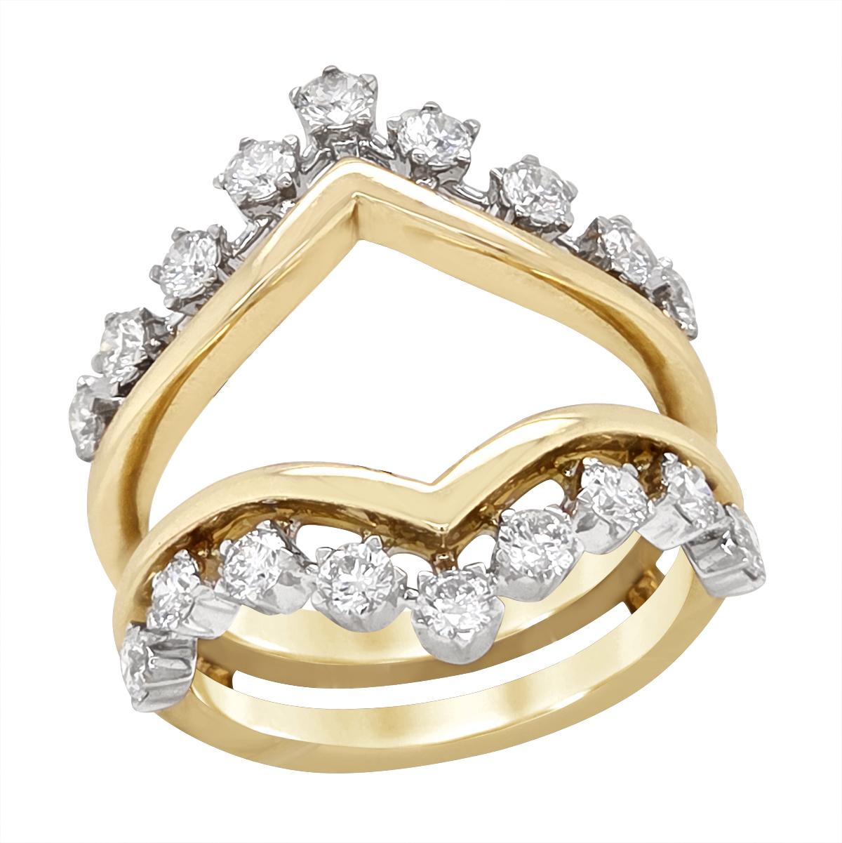 TWO-TONE GOLD DIAMOND WEDDING BAND INSERT, .90 CT TW