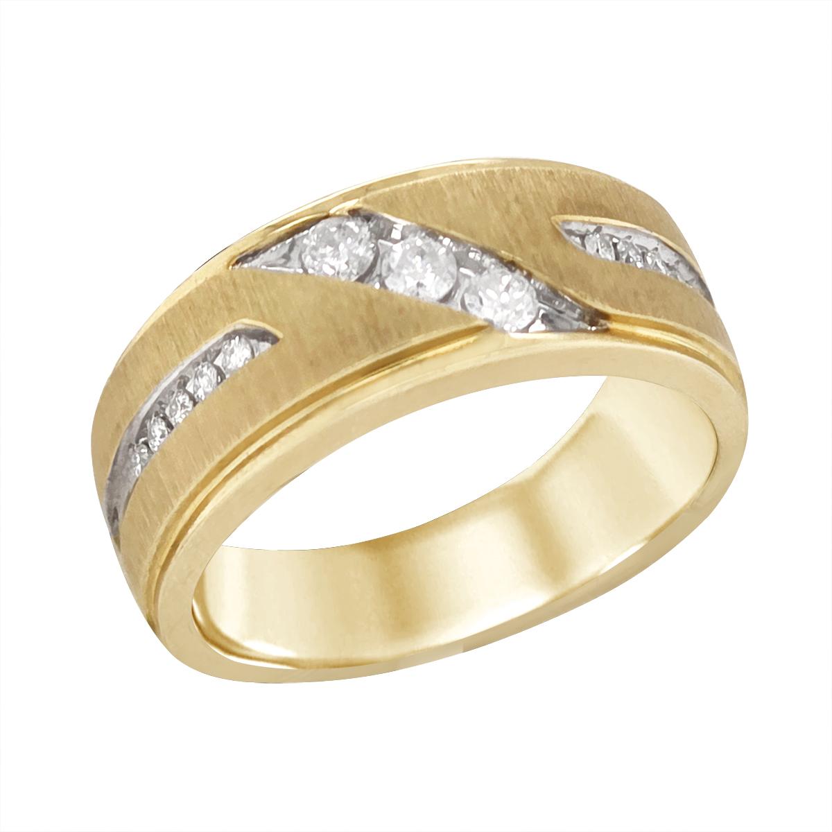 MEN&#39;S BRUSHED FINISH GOLD DIAMOND WEDDING BAND, .30 CT TW