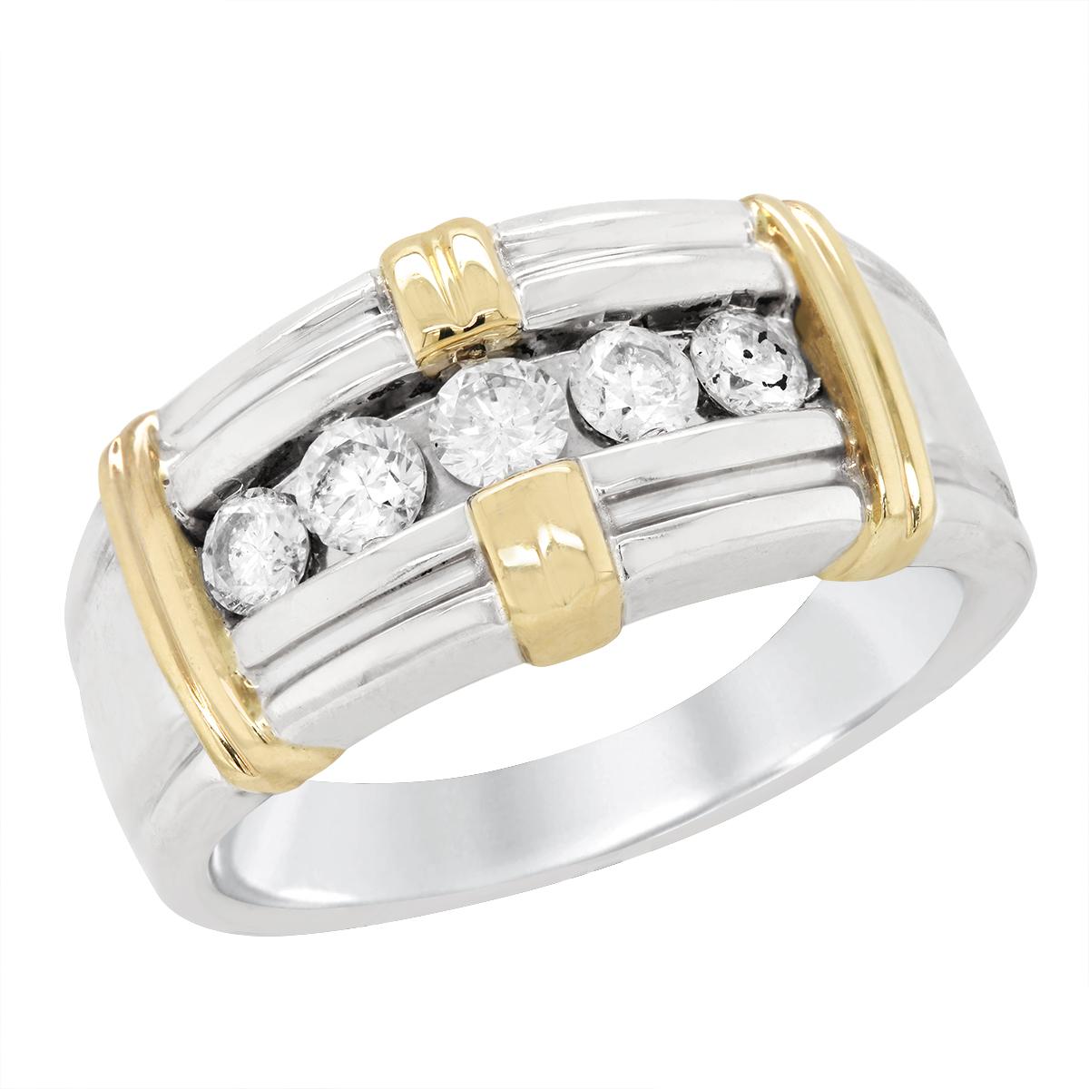 MEN&#39;S TWO-TONE GOLD CHANNEL SET DIAMOND RING, 1.00 CT TW