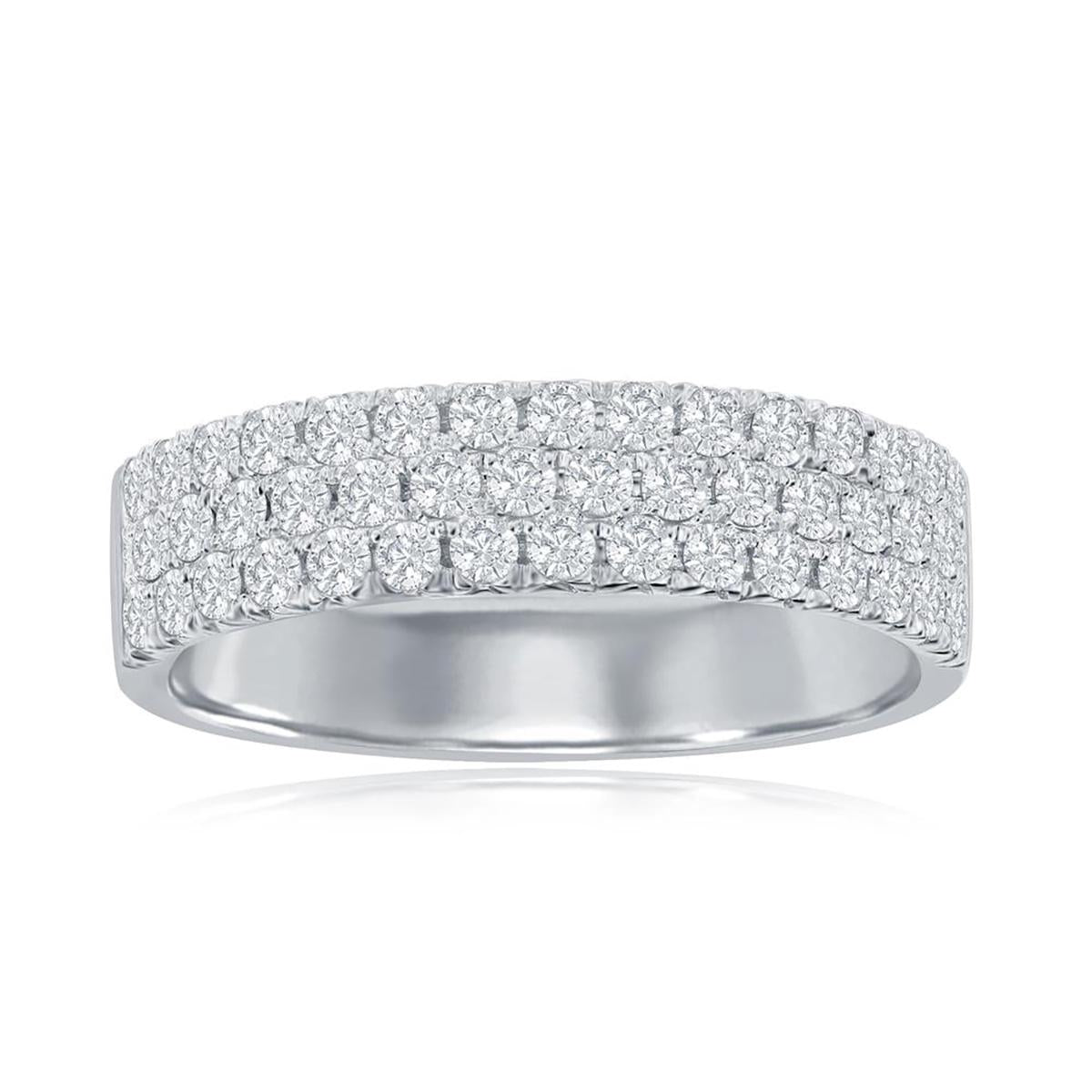 WHITE GOLD WEDDING BAND WITH 44 DIAMONDS, .66 CT TW