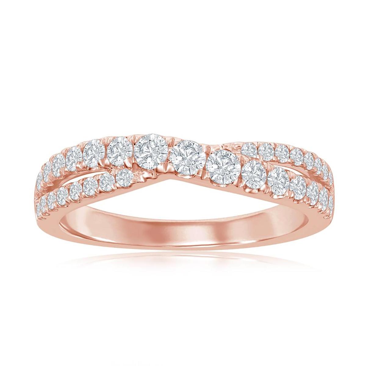 ROSE GOLD OVER UNDER DIAMOND WEDDING BAND, .50 CT TW