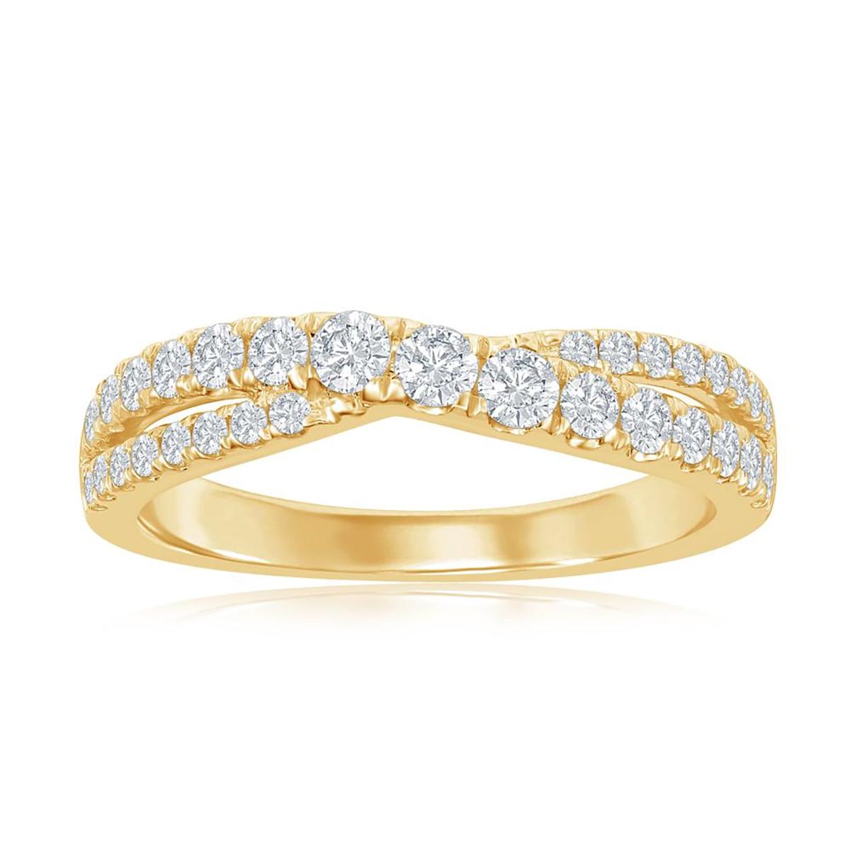 YELLOW GOLD OVER UNDER DIAMOND WEDDING BAND, .50 CT TW