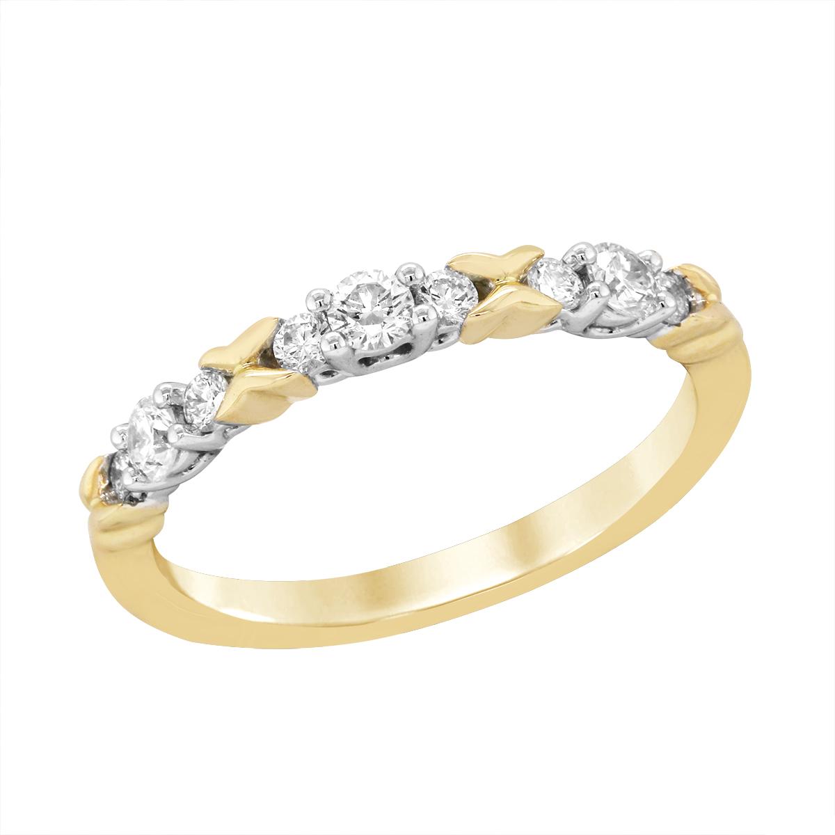 TWO-TONE GOLD DIAMOND WEDDING BAND, .33 CT TW