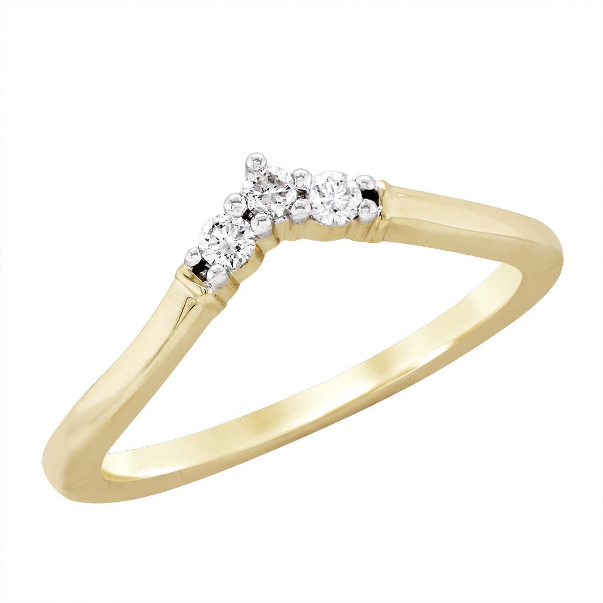 YELLOW GOLD TRIPLE DIAMOND WEDDING BAND, .10 CT TW