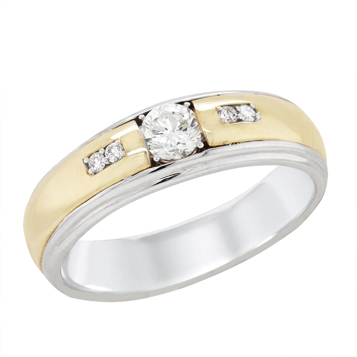 TWO-TONE GOLD FIVE DIAMOND WEDDING BAND, .45 CT TW