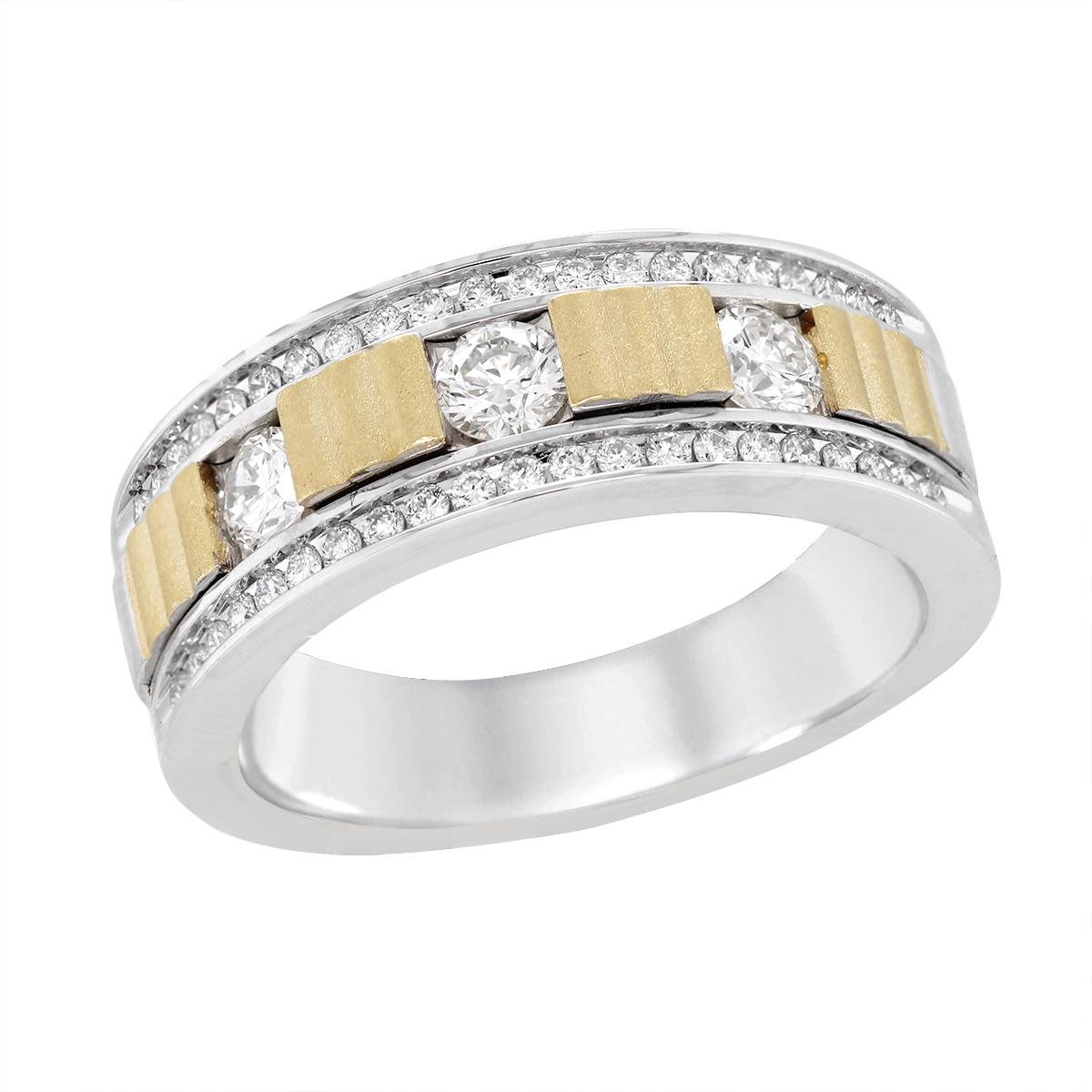 TWO-TONE GOLD LAB GROWN DIAMOND WEDDING BAND, 1.04 CT TW