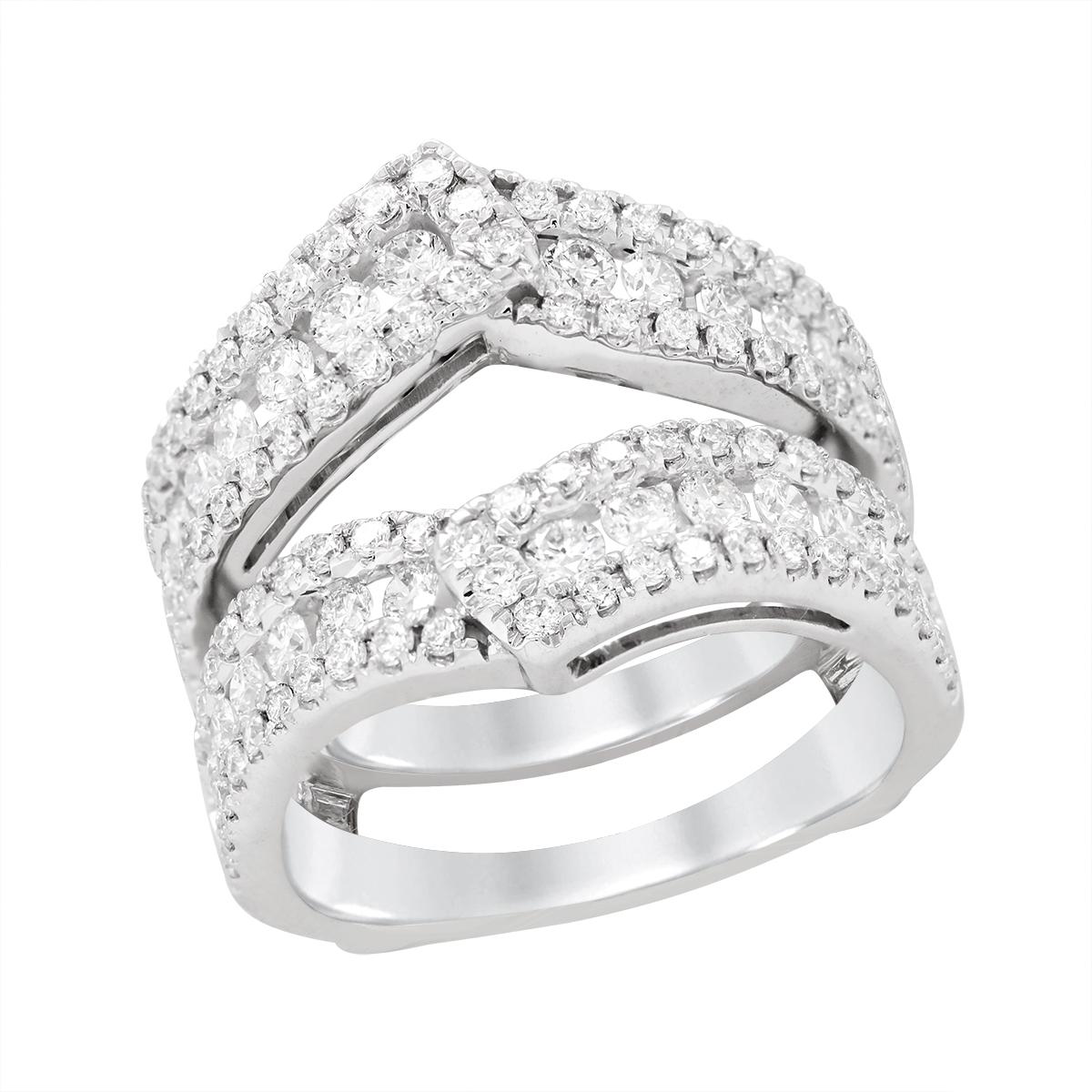 WHITE GOLD LAB GROWN DIAMOND BYPASS WEDDING BAND INSERT, 1 1/2 CT TW