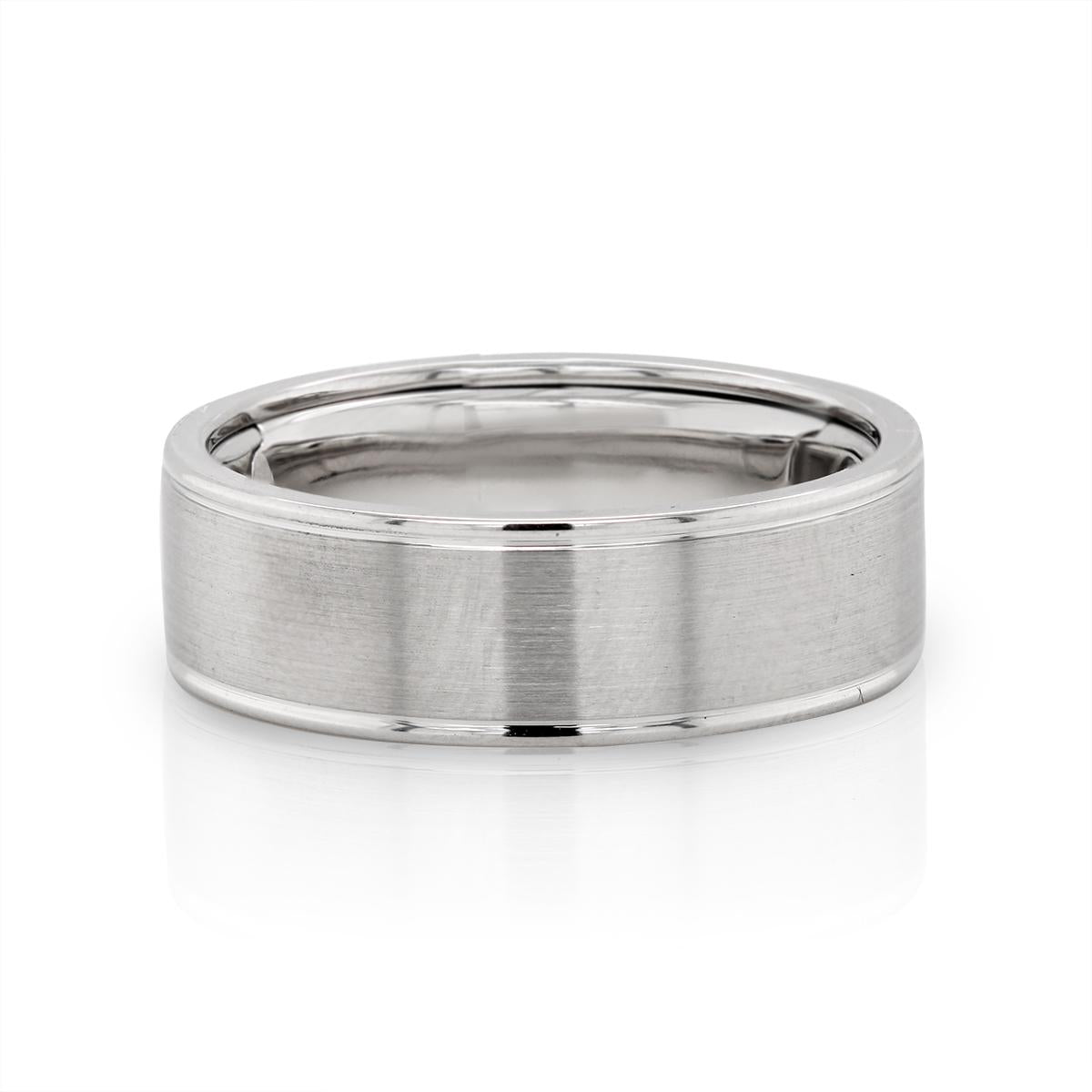 MEN'S BRUSHED WHITE GOLD ADJUSTABLE WEDDING BAND