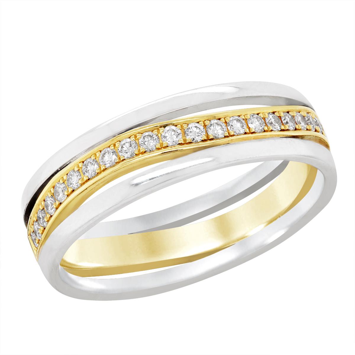 MEN'S TWO-TONE GOLD DIAMOND WEDDING BAND, .33 CT TW