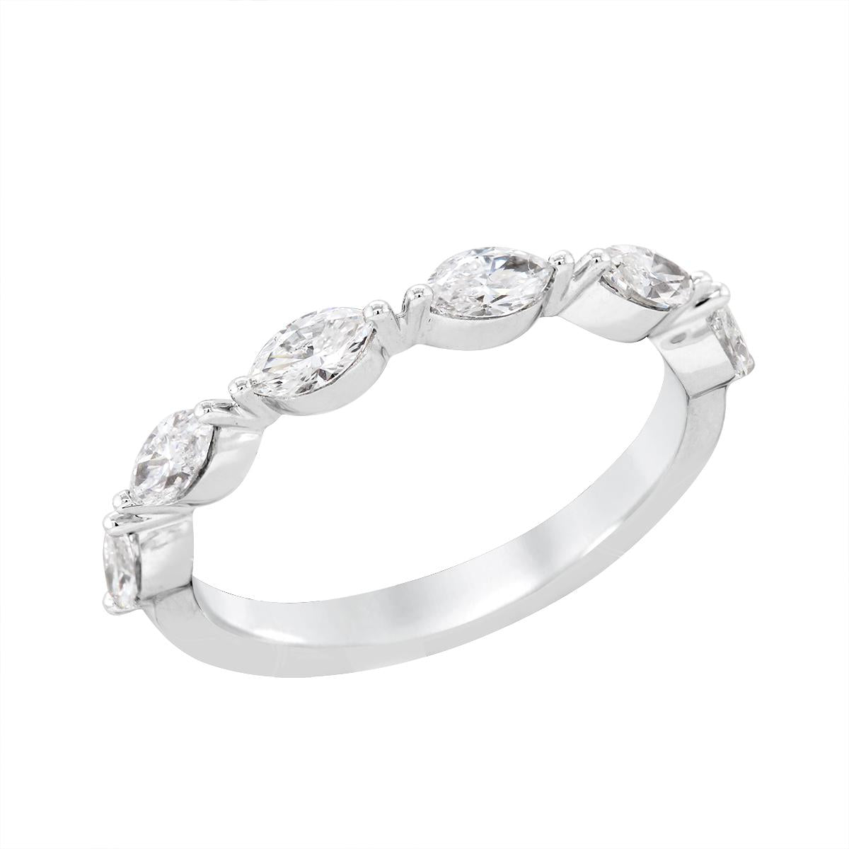 WHITE GOLD MARQUISE DIAMOND WEDDING BAND, .66 CT TW