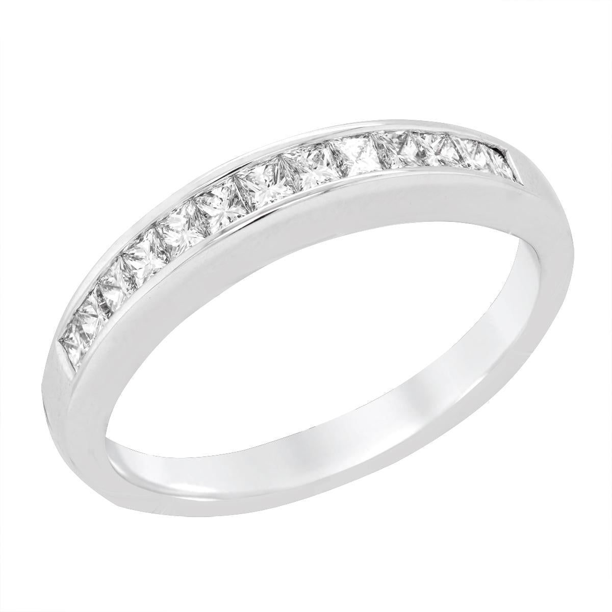 WHITE GOLD PRINCESS CUT DIAMOND WEDDING BAND, .65 CT TW