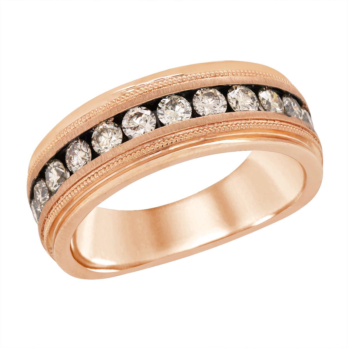 MEN'S ROSE GOLD WEDDING BAND WITH CHANNEL SET DIAMONDS, 1.00 CT TW
