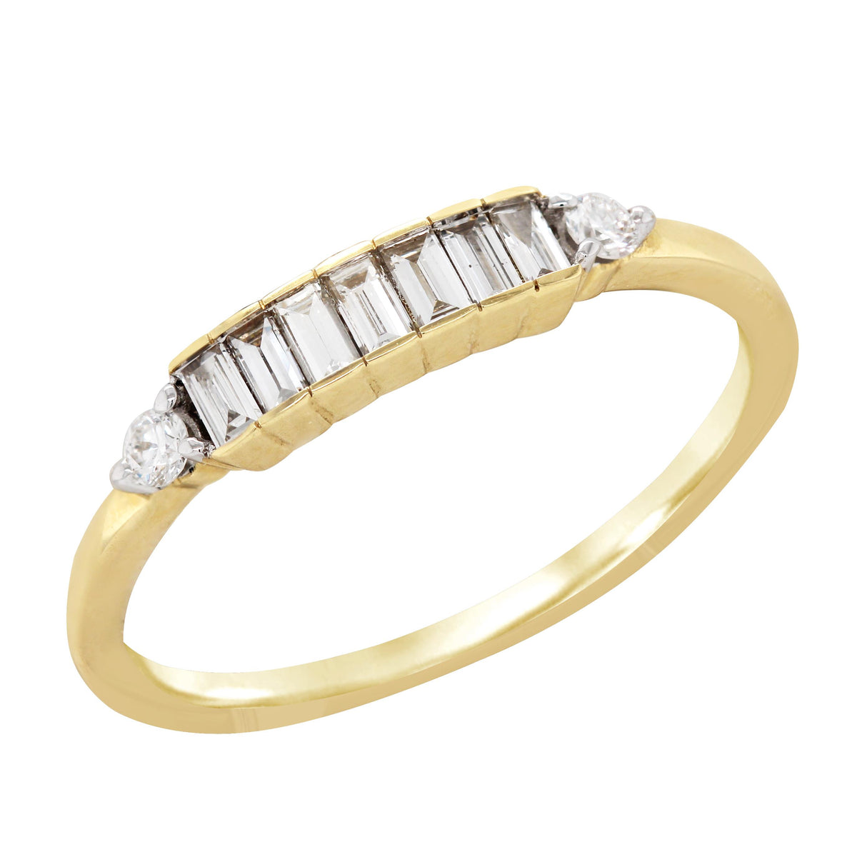 PETITE YELLOW GOLD RING WITH BAGUETTE DIAMONDS, .29 CT TW