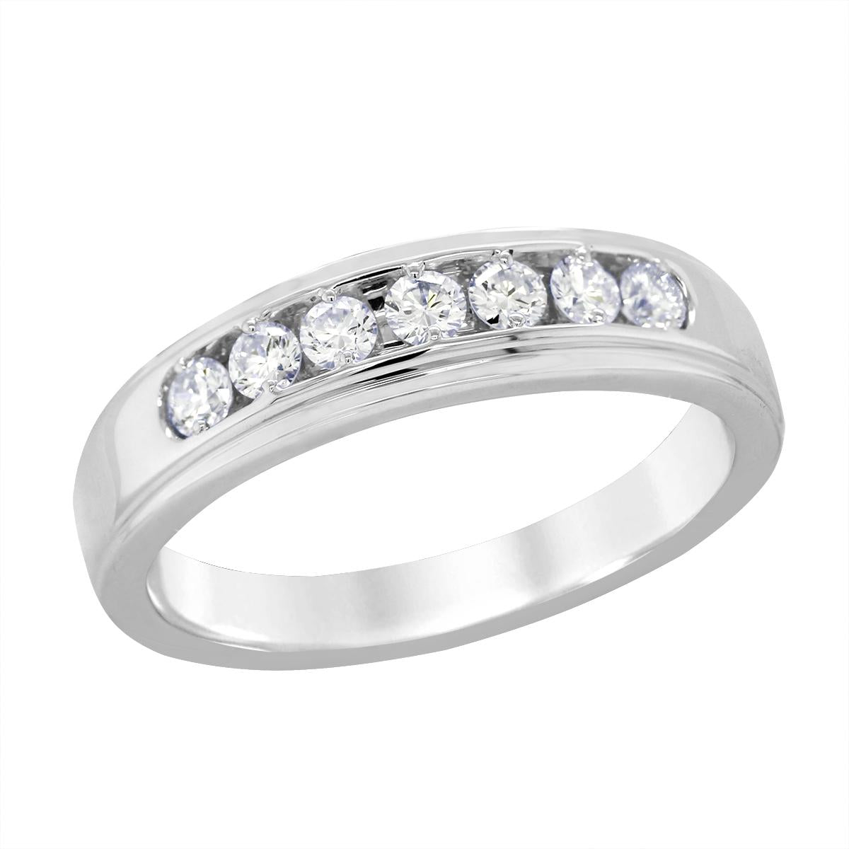 MEN'S WHITE GOLD LAB GROWN DIAMOND WEDDING BAND, .50 CT TW