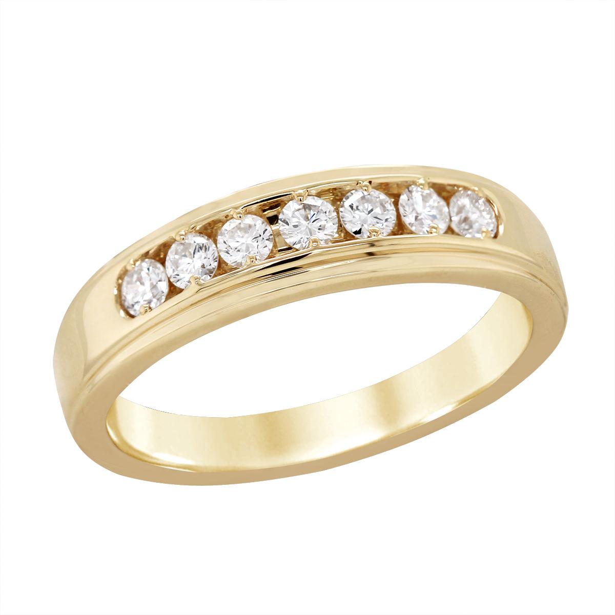 MEN'S YELLOW GOLD LAB GROWN DIAMOND WEDDING BAND, .50 CT TW