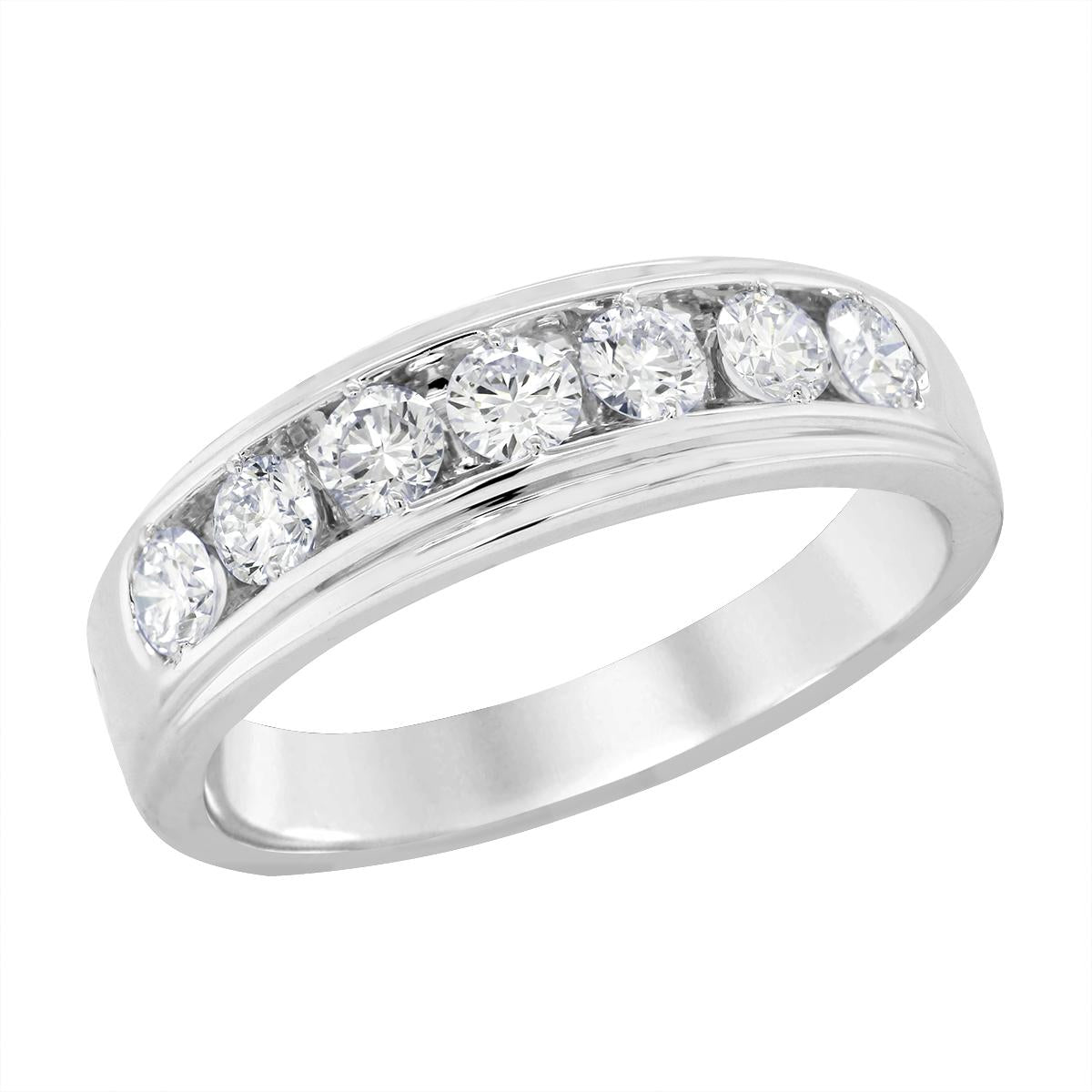 MEN'S WHITE GOLD LAB GROWN DIAMOND WEDDING BAND, 1.00 CT TW