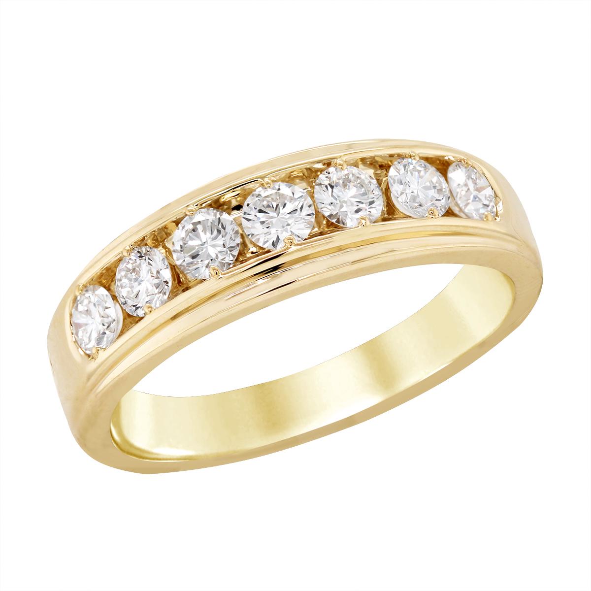MEN'S YELLOW GOLD WEDDING BAND WITH LAB GROWN DIAMONDS, 1.00 CT TW