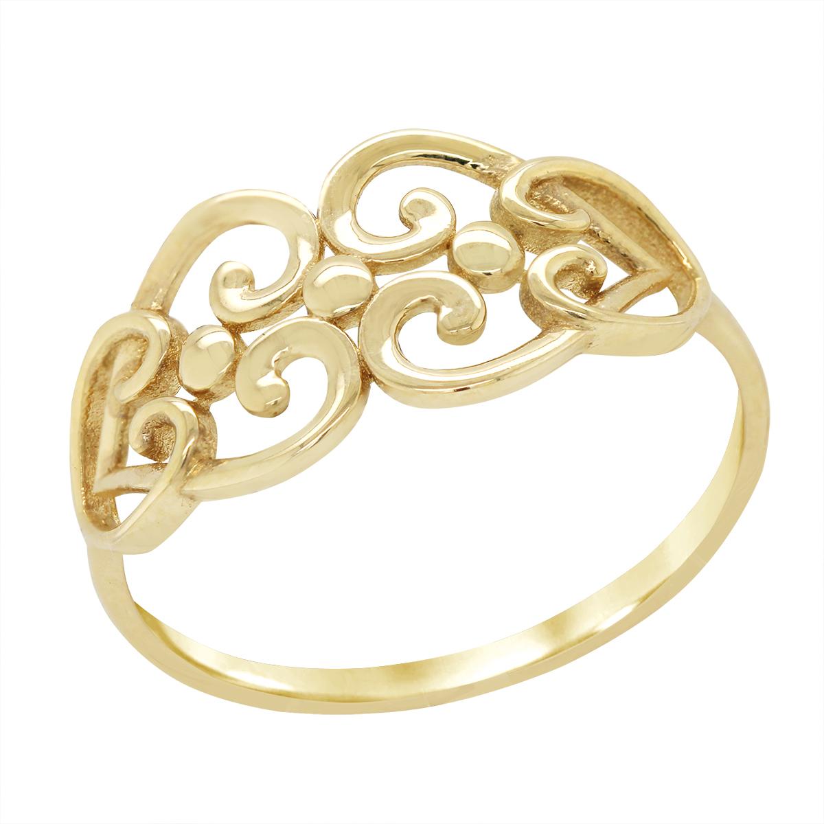 LADIES YELLOW GOLD FILIGREE HEART DESIGN RING