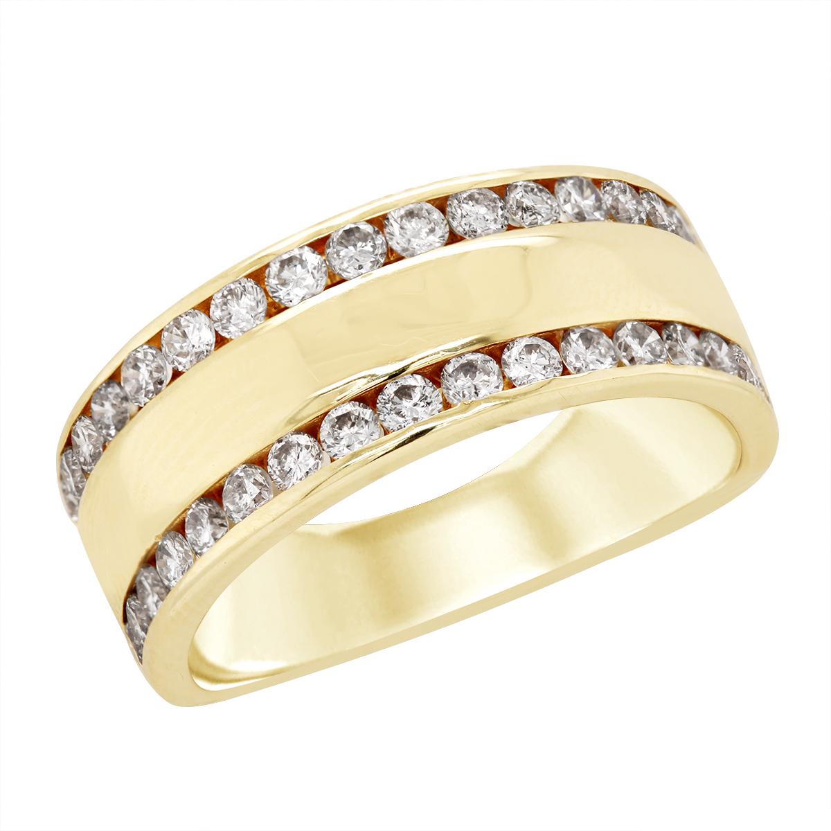 YELLOW GOLD DOUBLE DIAMOND ROW RING, 5/8 CT TW