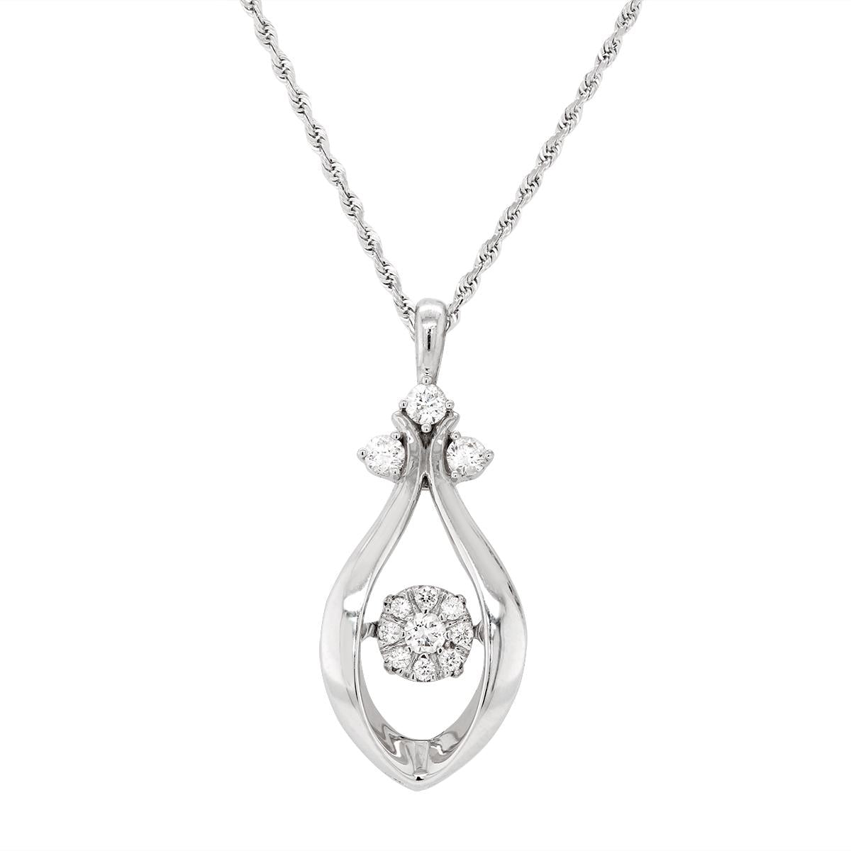 WHITE GOLD TEAR SHAPED PENDANT WITH 12 DIAMONDS, 1/5 CT TW