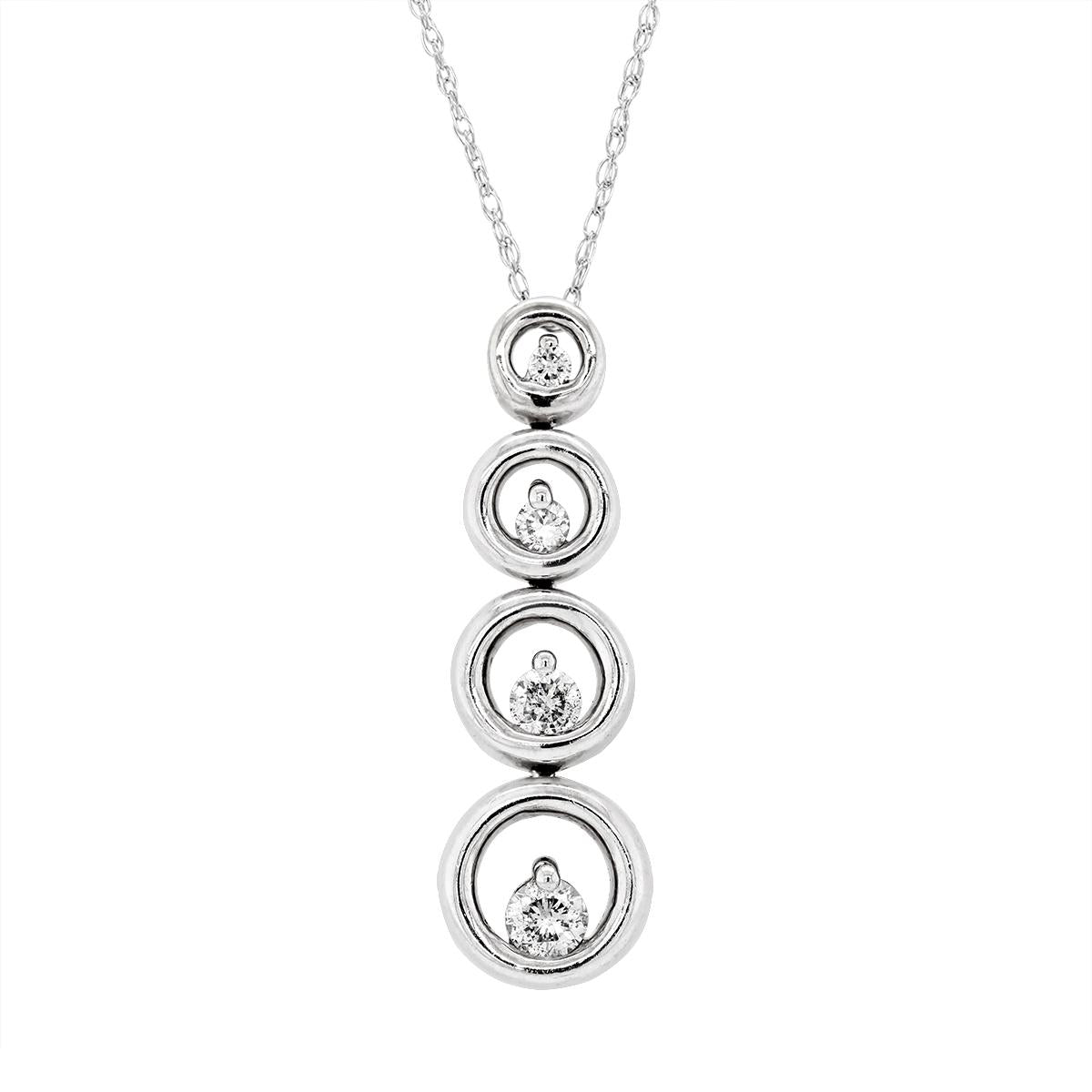 MODERN WHITE GOLD CIRCLE NECKLACE WITH DIAMONDS, 1/5 CT TW