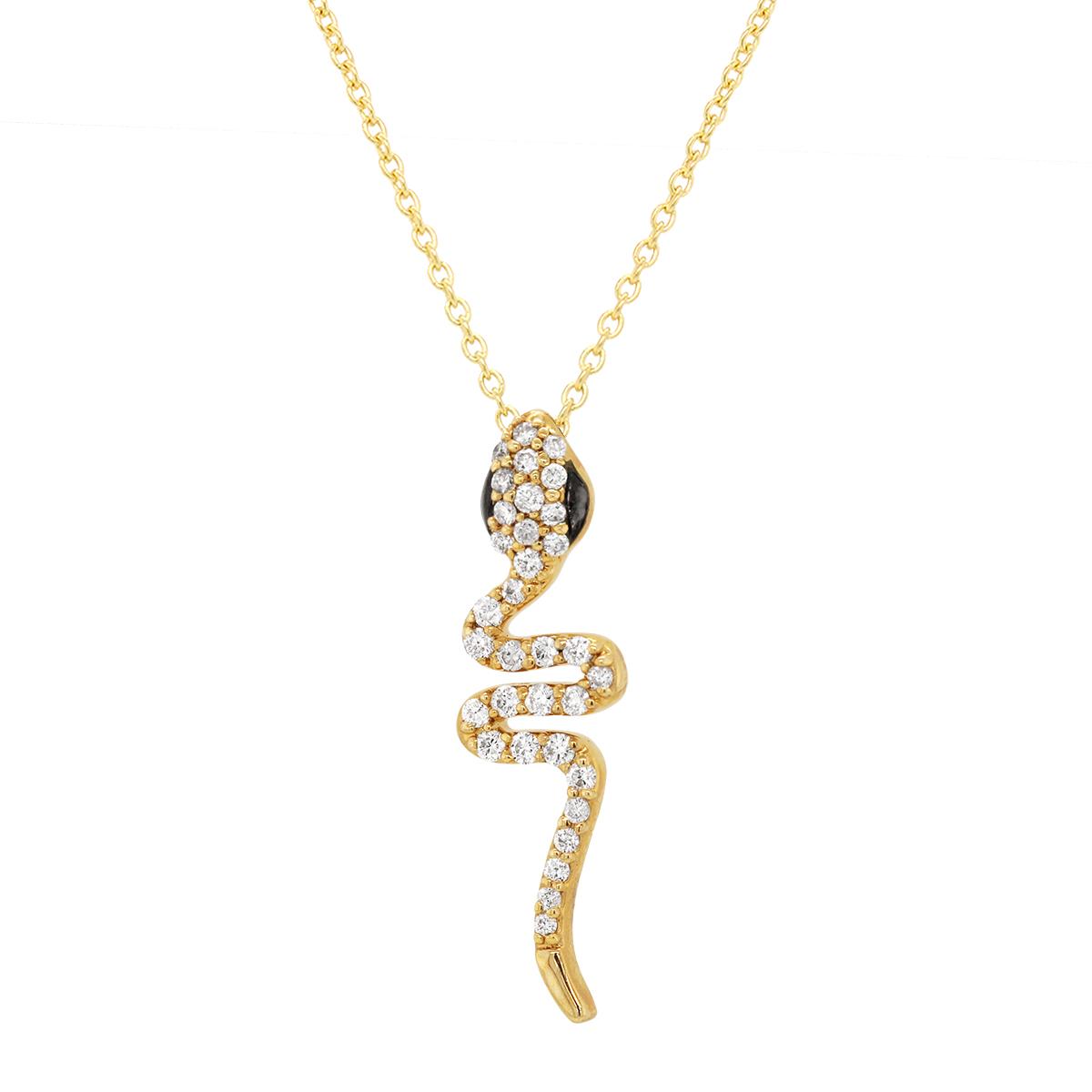 YELLOW GOLD DIAMOND SNAKE PENDANT, 1/5 CT TW