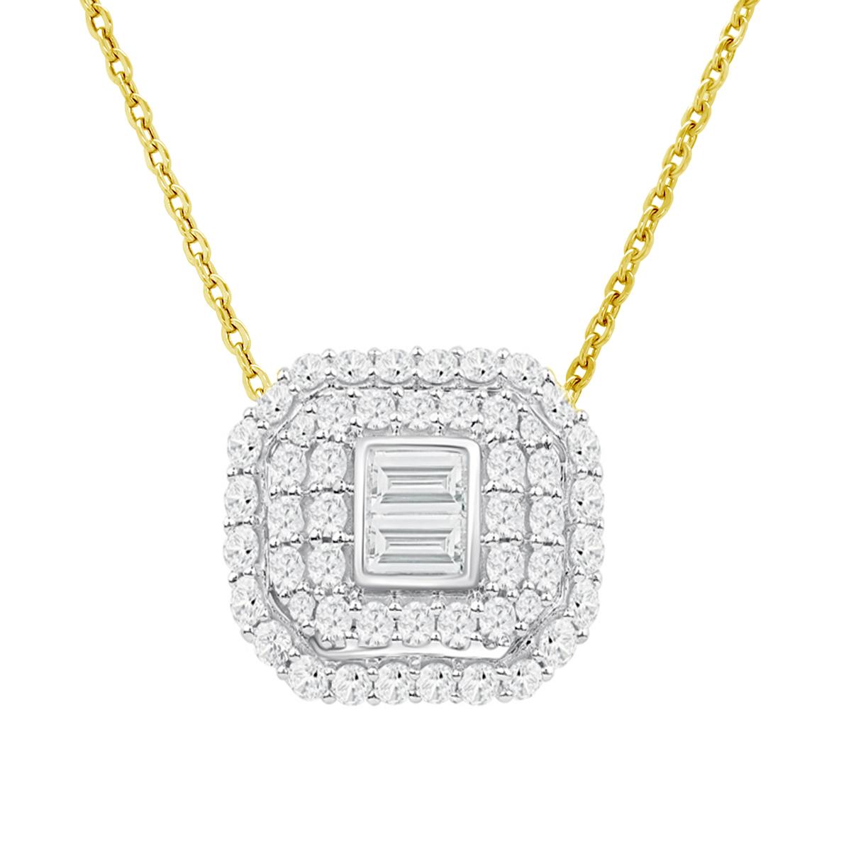 YELLOW GOLD FASHION PENDANT WITH BAGUETTE AND ROUND DIAMONDS, 1.42 CT TW