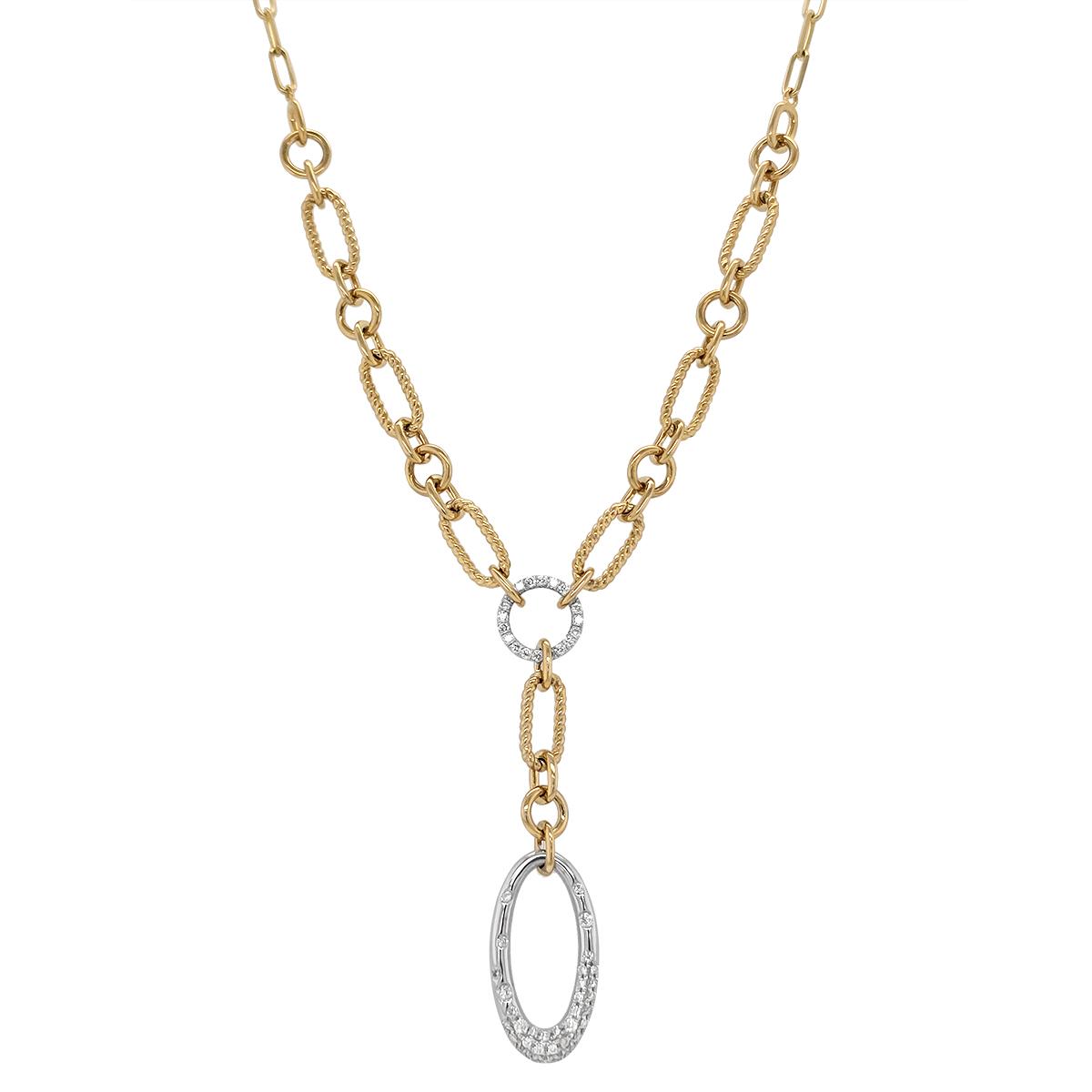 TWO-TONE GOLD FANCY CHAIN DIAMOND NECKLACE, .29 CT TW