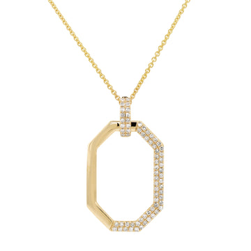 MODERN OPEN YELLOW GOLD PENDANT WITH DIAMONDS, .26 CT TW
