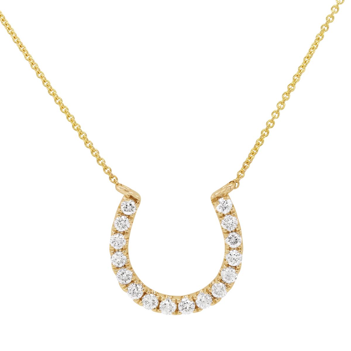 YELLOW GOLD HORSESHOE PENDANT WITH DIAMONDS, .30 CT TW